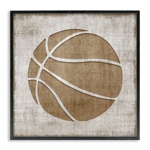 Stupell Industries Rustic Basketball Silhouette Shape Sports Team Ball, 17" x 17" - 1 of 4