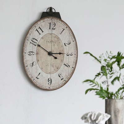 Oversized Antique White Oval Wooden Wall Clock