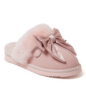 Fireside by Dearfoams Women's Sydney Genuine Shearling Scuff with Bow - 1 of 4