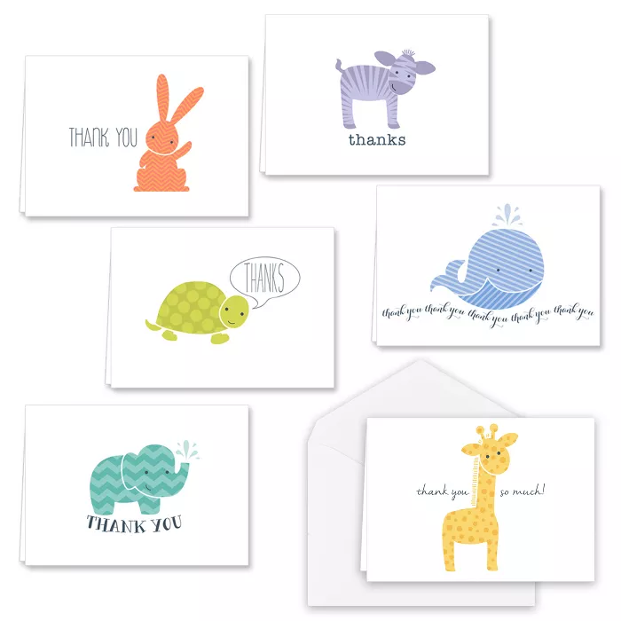 Tips for Organizing a Virtual Baby Shower, Baby Animals Thank You Cards