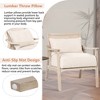 Mid-Century Natural Lumbar Pillow Linen With Solid Wood Legs Accent Chair With Retro Round Rattan Back Arm Pads Accent Side Chairs-Maison Boucle - 4 of 4