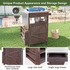 Okak Outdoor Kitchen Island with Steel Top & Storage Rack,Solid Wood Grill Cart with Lockable Wheels,Outside Storage Cabinet Dining Table - 3 of 4