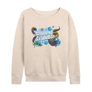 Women's - Disney - Stirring Up Trouble Lightweight French Terry Wide Neck Long Sleeve Shirt - 1 of 4