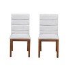 Homy Casa Set of 2 Upholstered Dining Chairs with Solid Wood Frame and Padded Back, Walnut & Light Gray - 4 of 4