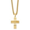 Chisel Stainless Steel Brushed and Polished Yellow IP-plated Cross Pendant on a 24" Curb Chain Necklace - 4 of 4