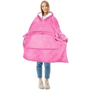 Solaris Women Flannel Blanket Hoodie Oversized Sweatshirt, Wearable Fleece Blanket Woman, Valentine’s Day Gift for Her - 1 of 4