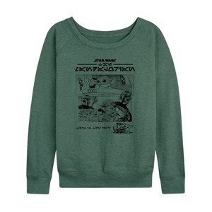 Women's - Star Wars - The Mandalorian Mando Manga Lightweight French Terry Wide Neck Long Sleeve Graphic Shirt - 1 of 4
