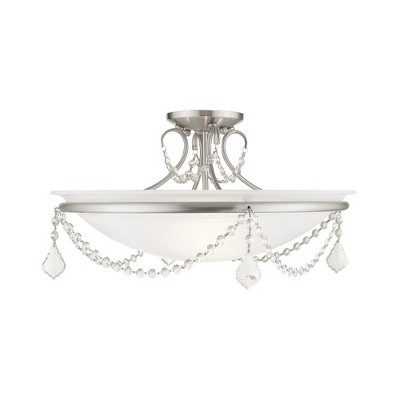 Livex Lighting Chesterfield/Pennington 3 - Light Semi-Flush Mount in  Brushed Nickel