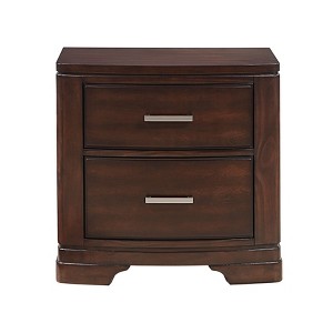 Gulches Transitional Style Nightstand with 2 Drawers, Sleek Design, Ball Bearing Glides & Polished Chrome Bar Pulls - 1 of 4