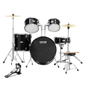 VEVOR Adult Drum Set,5-Piece,22in Complete Full Size Drum Kit with Bass Toms Snare Floor Drum Throne Stands Cymbal Hi-Hat Pedal and Drumsticks,Black - 1 of 4