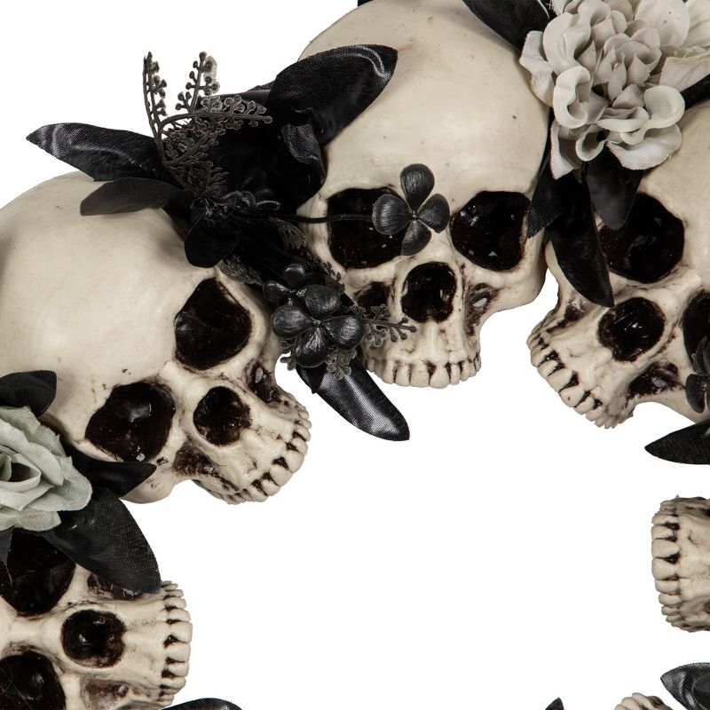 Northlight Skulls and Chains with Gray Roses Halloween Wreath, 15-Inch, Unlit, 5 of 7