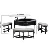 Contemporary Natural Round Lift-Top Coffee Table with Hidden Storage and Nesting Ottomans for Living Room-Maison Boucle - 4 of 4