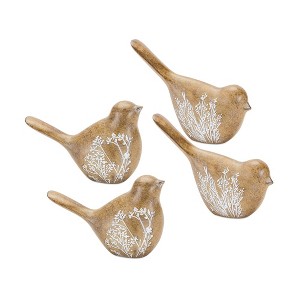 Melrose Floral Etched Bird Figurine (Set of 4) - 1 of 4