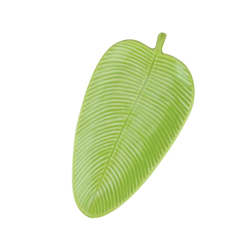 Northlight 10.5" Chartreuse Textured Ceramic Banana Leaf Display Tray - Green, 1 of 4