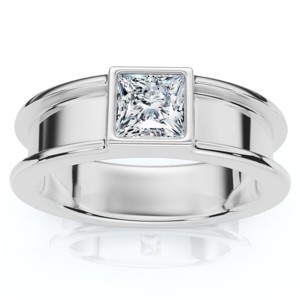 Pompeii3 Men's Certified Bezel Set Diamond Solitaire Wedding Ring 14k Gold Lab Created - 1 of 4
