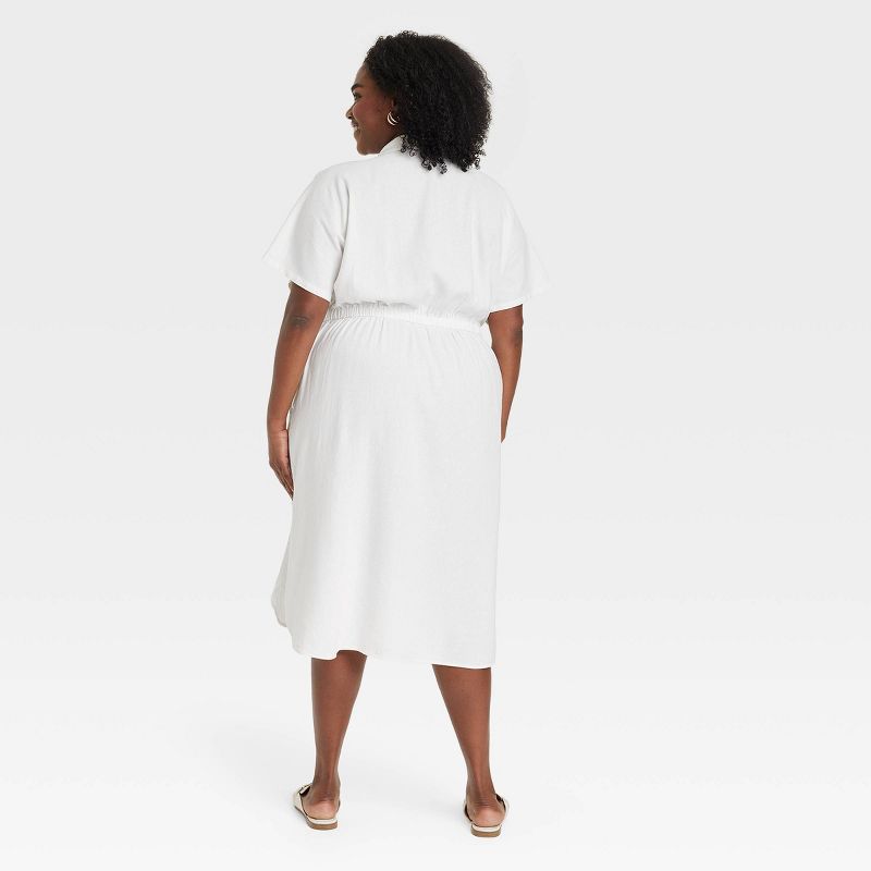 Women's Short Sleeve Linen Midi Shirtdress - A New Day™, 3 of 11
