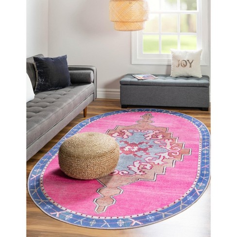 Unique Loom 7' 6 X 10' 6 Thomas Timeless Fuchsia Oval Area Rug : Target
