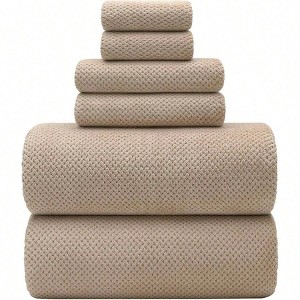 Oversized Bath Towels, 39x78 Inch, 6 Piece Set, Extra Large, Soft Microfiber, Beige Hand Towels 13.78x29.53 Washcloth 13x13 - 1 of 4