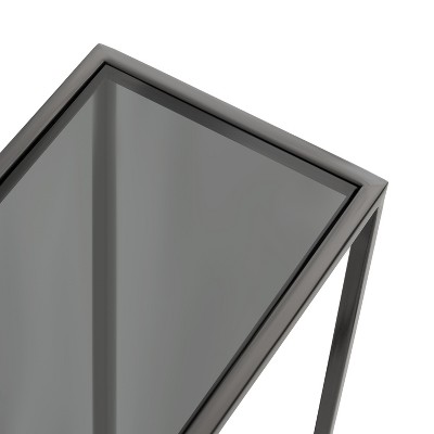 Jaspur Pewter Metal and Glass Rectangular Side Table