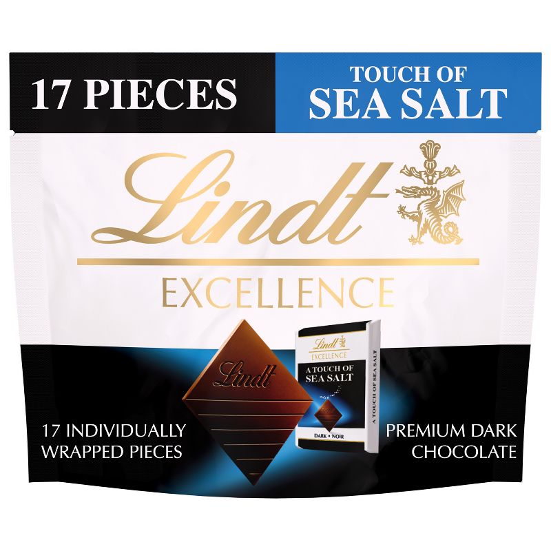 Lindt Excellence Sea Salt Dark Chocolate Candy Pouch - 17ct/6oz, 1 of 5