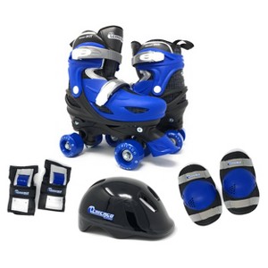 Chicago Skates Deluxe Kids' Quad Roller Skate Combo Set - Black/Blue - 1 of 4