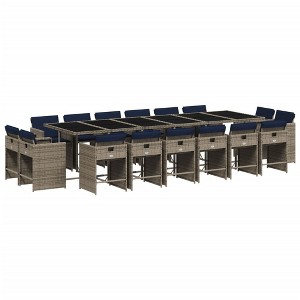 vidaXL Patio Dining Set Set of 16 Gray PE Rattan Large Foldable - 1 of 4