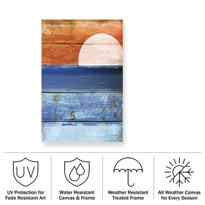 Large Blue and Orange Nautical Mixed Media Canvas Art