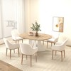 TiramisuBest 59x43 In Expandable Oval Dining Table for Farmhouse Kitchen, with Removable Leaf, Trestle X - Shaped Base, and White Oak Finish in White - 4 of 4
