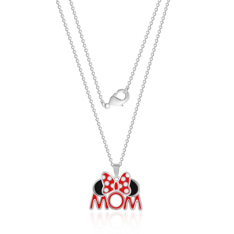 Disney Minnie Mouse Red Enamel Bow MOM Necklace, 18'' Chain, 4 of 5