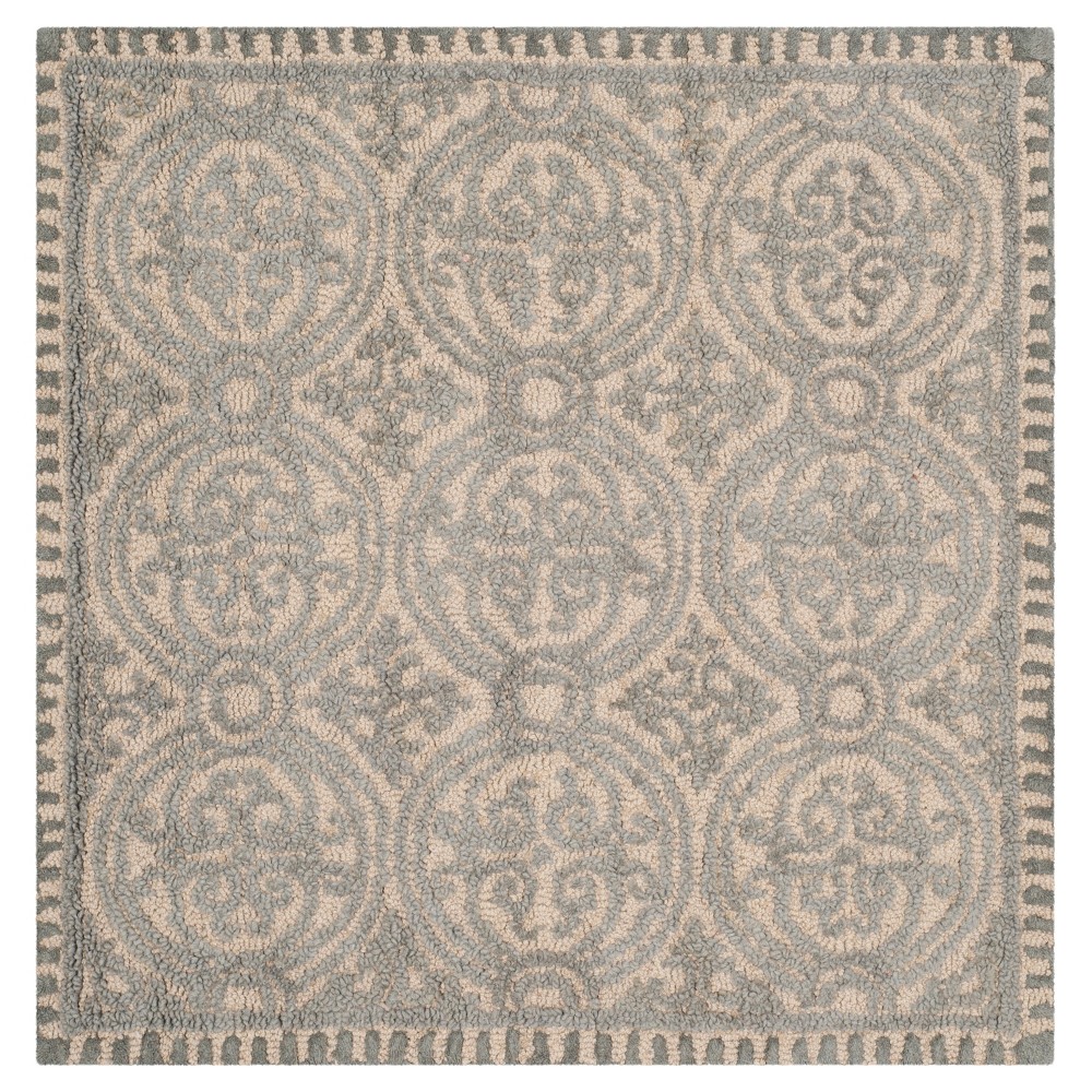  Square Geometric Area Rug Dusty Blue/Cement