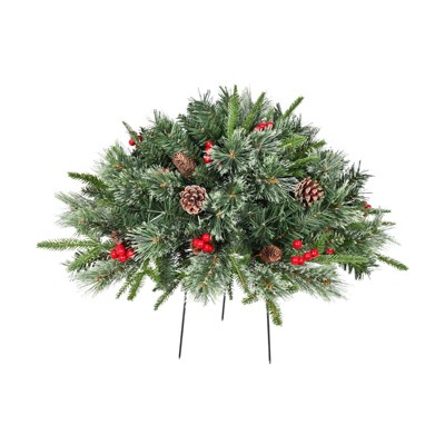 NAYSAYE Christmas Tree Stand 20 Inch Tree 220 Tips with Pine Cones for Outdoor Christmas Decorations, Green, 27"*20"*1.3"