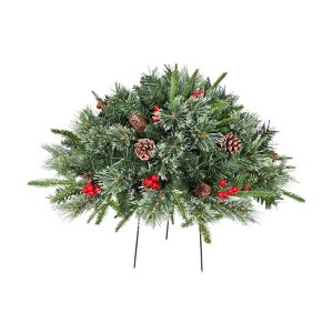NAYSAYE Christmas Tree Stand 20 Inch Tree 220 Tips with Pine Cones for Outdoor Christmas Decorations, Green, 27"*20"*1.3" - 1 of 4