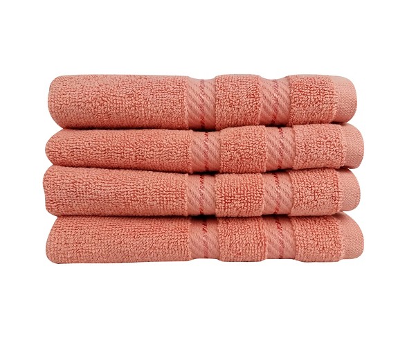 4pc Antalya Turkish Washcloth Towels Set Salmon - Makroteks