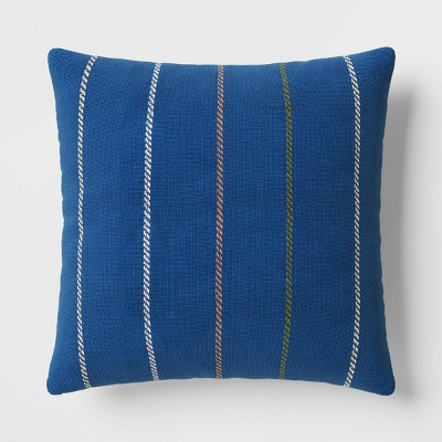 Square Yarn-Dyed Striped Cotton Throw Pillow Navy - Room Essentials™: Cushions for Living Room, Indoor Decor