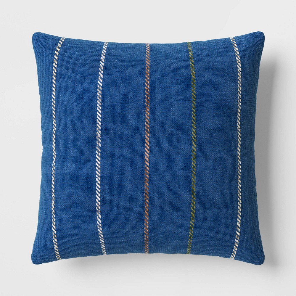 Photos - Pillow Square Yarn-Dyed Striped Cotton Throw  Navy - Room Essentials™