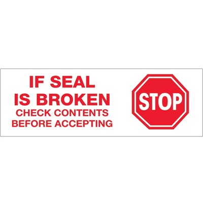Tape Logic Pre-Printed Carton Sealing Tape "Stop If Seal Is Broken..." 2.2 Mil 2 T901P01