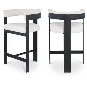 Meridian Furniture,Romeo Cream Boucle Fabric Counter Stool, Set of 2 - 1 of 4