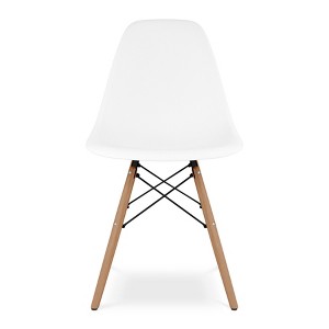 HomeRoots White And Natural Heavy Duty Plastic And Wood Dining Side Chair - 1 of 4