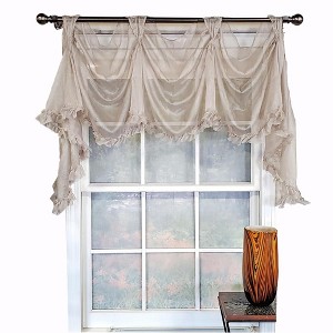 RLF Home Luxurious Modern Design Classic Sheers Victory Swag 3-Scoop Window Valance 50" x 25" - 1 of 4
