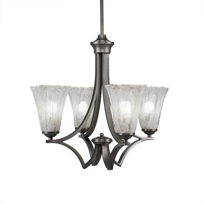Toltec Lighting Zilo 4 - Light Chandelier in  Graphite with 5.5" Fluted Italian Ice Shade