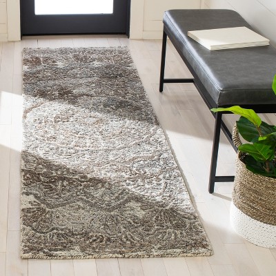 Gray and Ivory Hand-Tufted Wool Runner Rug