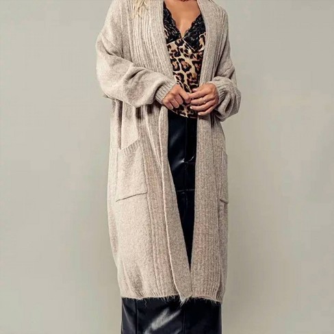 Women's Elongated Soft Knit Open Cardigan - FAIRE - image 1 of 1