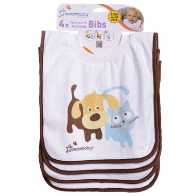 Dreambaby Terry Cloth Pullover Bibs, Cute Pets, Pack of 4