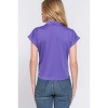 Slickblue Women's Short Sleeve Front Tie Top, Stretch ITY Fabric, Casual to Dressy Style, Black/Purple, Size S-L - 4 of 4