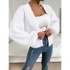 Womens Chunky Rib Knit Sweater Cardigan Open Front Lantern Sleeve Cardigan Comfy Cardigan,White - L - 4 of 4