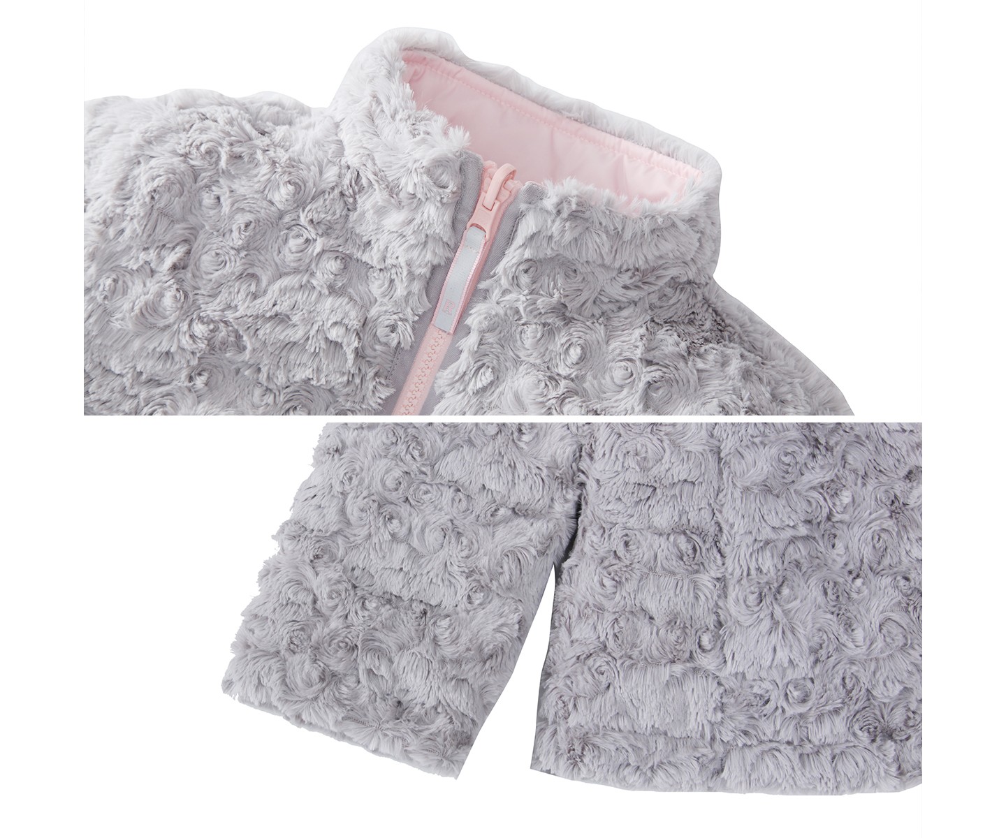 Куртка Rokka&Rolla Reversible Fleece Jacket Puffer Coat-Frost Gray/Chalk Pink, size 8 для девочек, цвет: Серый — фото 8