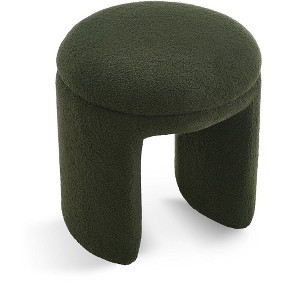 Meridian Furniture,Bowen Faux Shearling Teddy Fabric Ottoman/Stool - 1 of 4