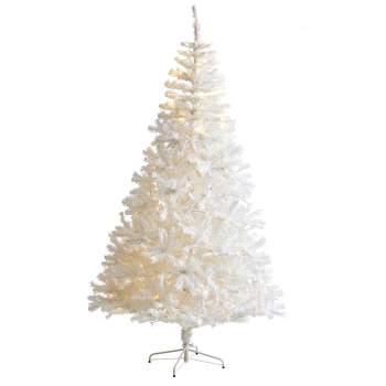 7ft Nearly Natural Pre-Lit LED White Artificial Christmas Tree Clear Lights