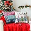 Merry Christmas Trees Balls Peace Joy Love Throw Pillow Covers, 18 x 18 Inch Merry and Bright Believe Pink Blue - 4 of 4