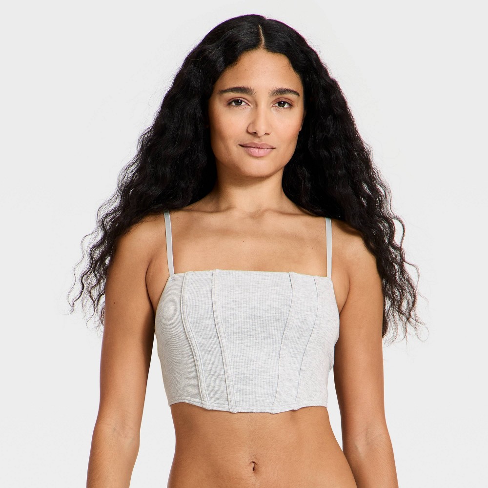 Women's Cotton Rib Corset Bralette - Wild Fable™ Heather Gray XS